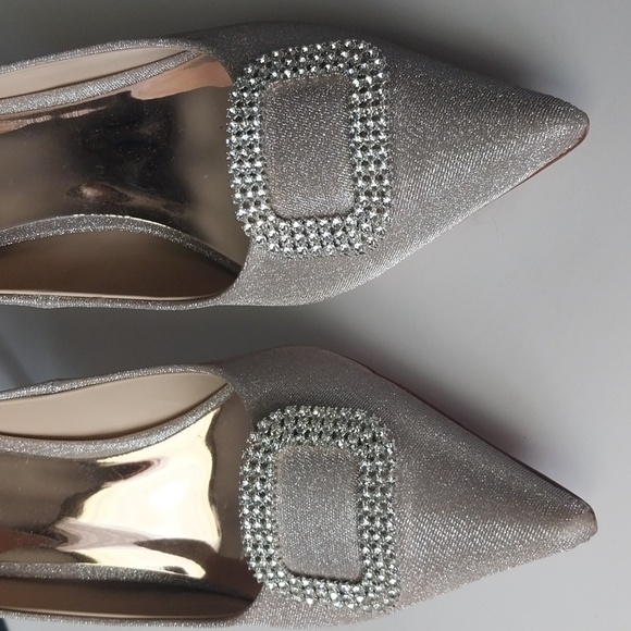 BADLEY MISCHA Pumps High Heel Sparkle Diamond Brooch Pointed The CHER Size 13M - Picture 3 of 12